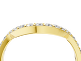Yellow gold Round Diamond Pavé Set Curved Band with U-Prong Setting_8