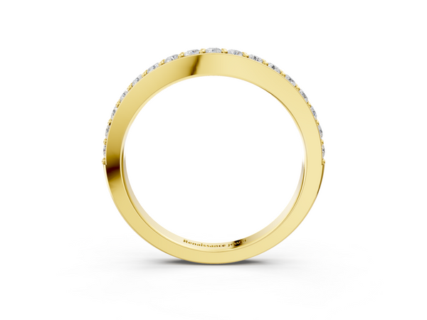 Yellow gold Round Diamond Pavé Set Curved Eternity Band