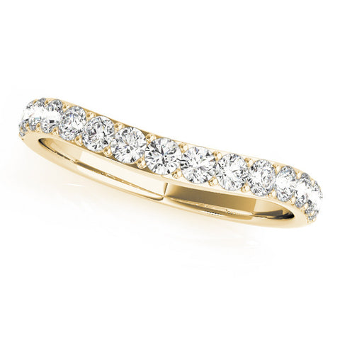 Yellow gold Round Diamond Pavé Set Curved Eternity Band
