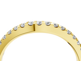 Yellow gold Round Diamond Pavé Set Curved Wedding Band_150