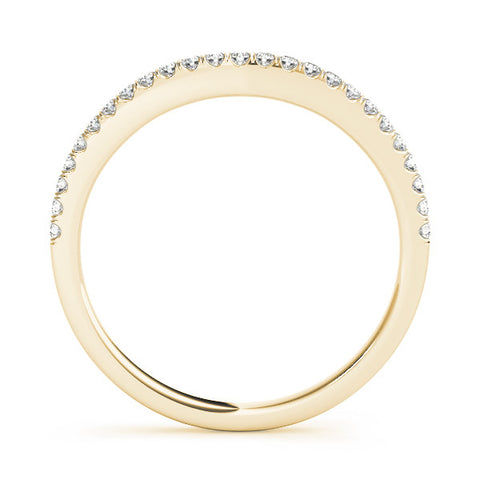 Yellow gold Round Diamond Pavé Set Curved White Gold Band 1