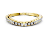 Yellow gold Round Diamond Pavé Set Curved White Gold Band_4