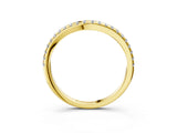 Yellow gold Round Diamond Pavé Set Curved White Gold Band_7