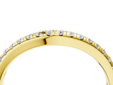 Yellow gold Round Diamond Pavé Set Curved White Gold Band_8
