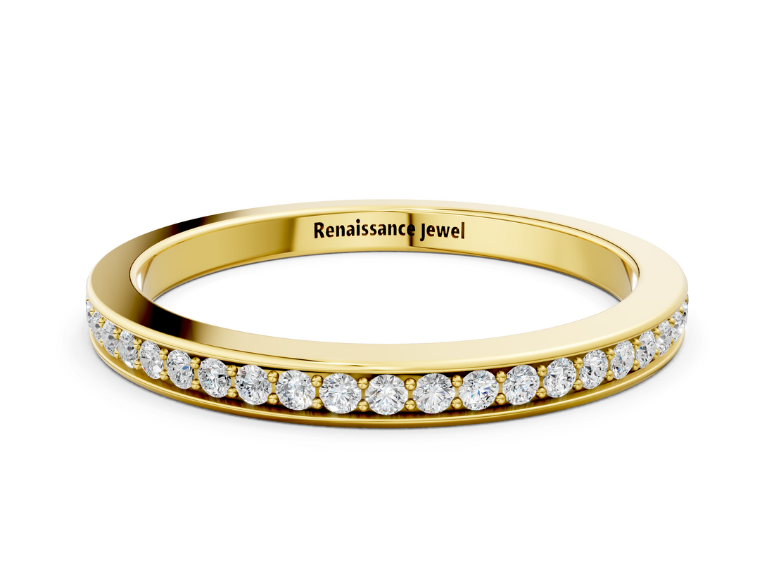 Yellow gold Round Diamond Pavé Set Eternity Band with Channel Setting_4