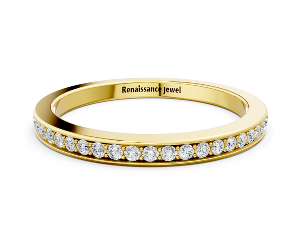 Yellow gold Round Diamond Pavé Set Eternity Band with Channel Setting