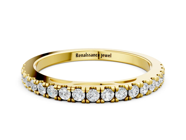 Yellow gold Round Diamond Pavé Set Eternity Band