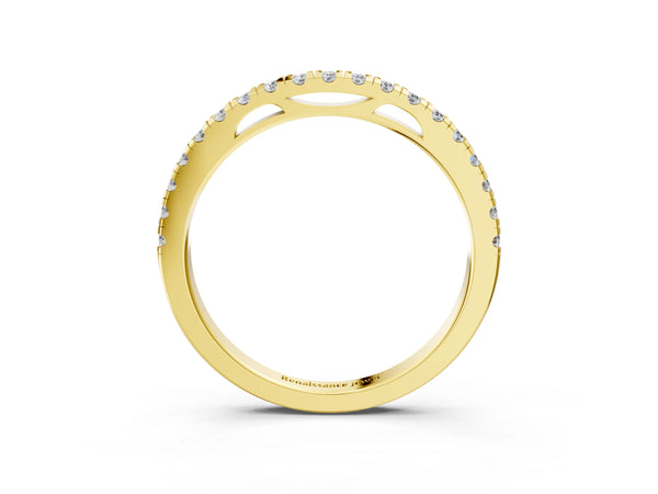 Yellow gold Round Diamond Pavé Set Eternity Band