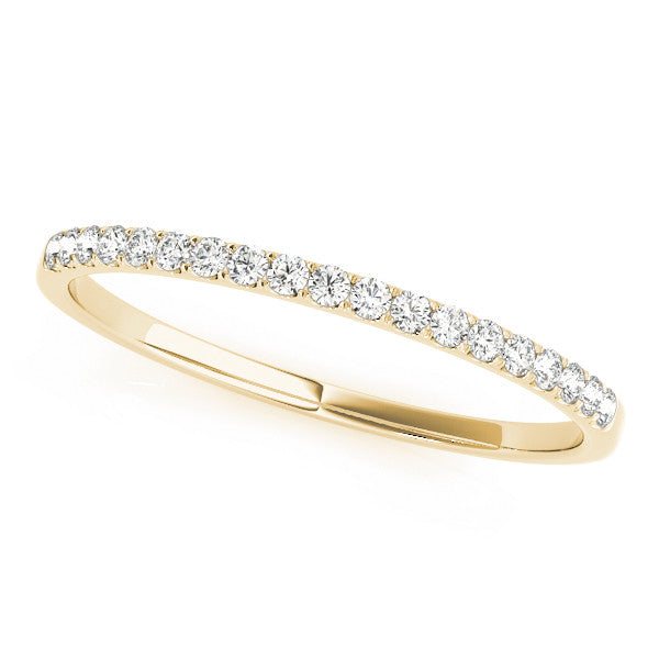 Yellow gold Round Diamond Pavé Set Half Eternity Band with Shared Prong Setting