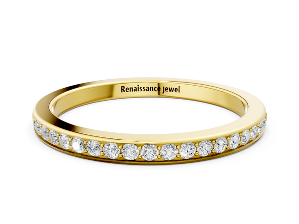 Yellow gold Round Diamond Pavé Set Half-Eternity Band