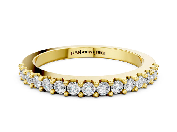 Yellow gold Round Diamond Pavé Set Half Eternity Band