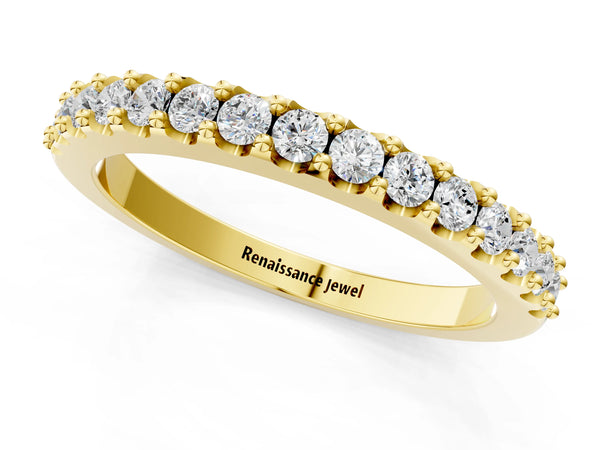 Yellow gold Round Diamond Pavé Set Half Eternity Band