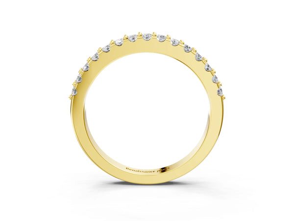 Yellow gold Round Diamond Pavé Set Half Eternity Band