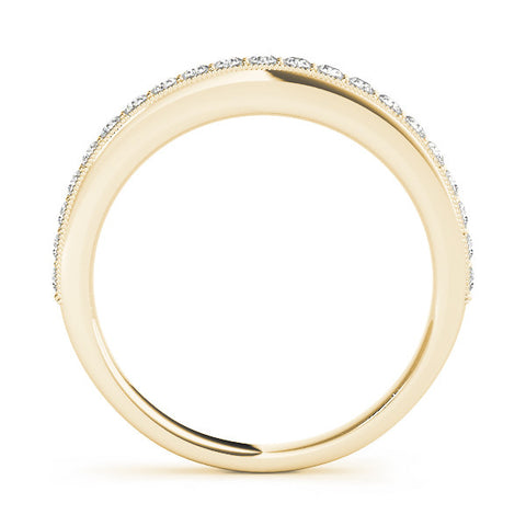 Yellow gold Round Diamond Pavé Set Milgrain Wedding Band 1
