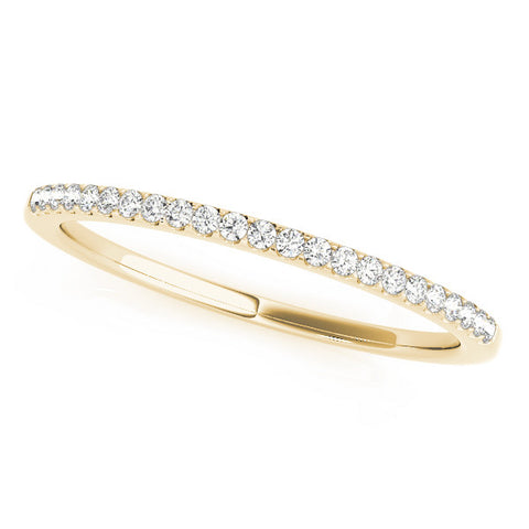 Yellow gold Round Diamond Pavé Set Slim Band with Micro Prong Setting