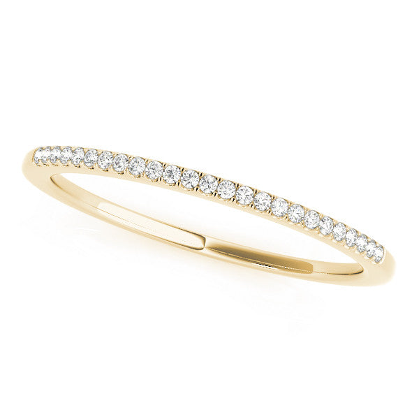 Yellow gold Round Diamond Pavé Set Slim Band with Shared Prong Setting