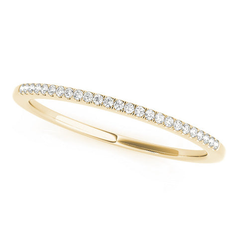 Yellow gold Round Diamond Pavé Set Slim Band with Shared Prong Setting