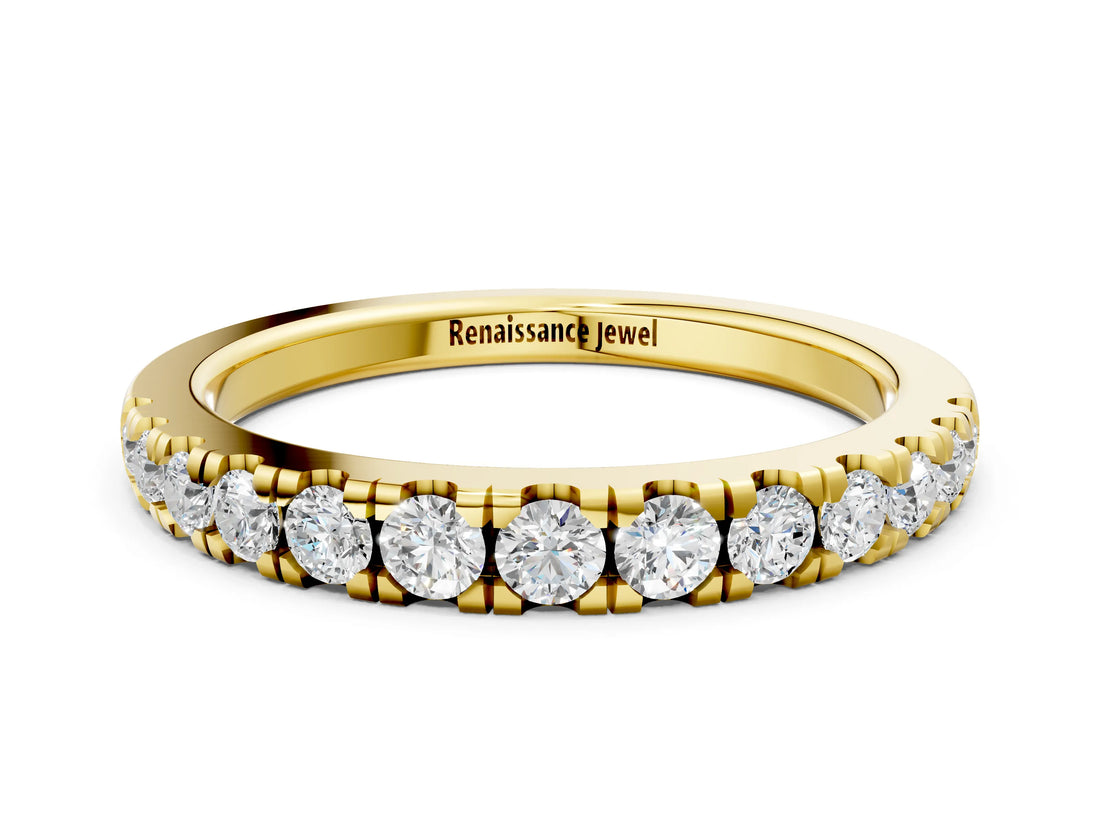 Yellow gold Round Diamond Pavé Set White Gold Eternity Band_2