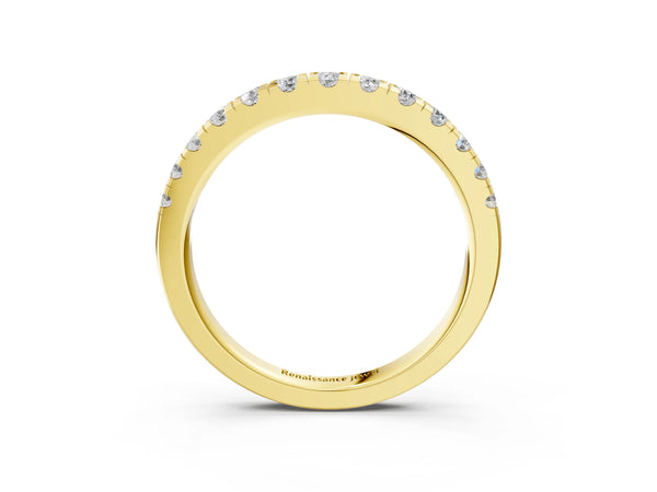Yellow gold Round Diamond Pavé Set White Gold Eternity Band