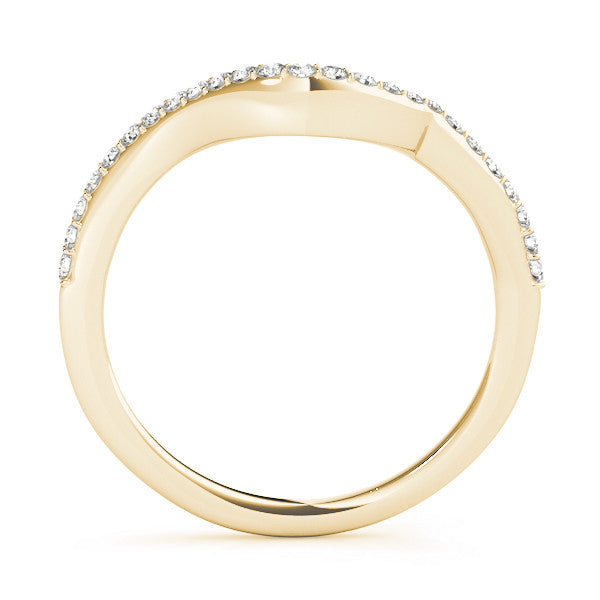 Yellow gold Round Diamond Pavé Twist Band with Shared Prong Setting 1