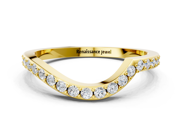 Yellow gold Round Diamond Pavé Twist Band with Shared Prong Setting