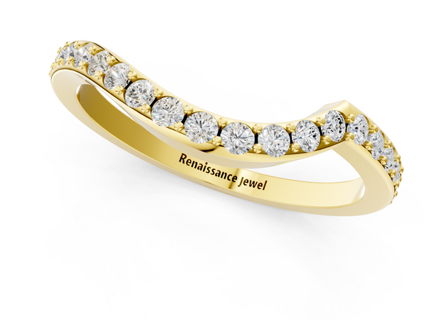 Yellow gold Round Diamond Pavé Twist Band with Shared Prong Setting