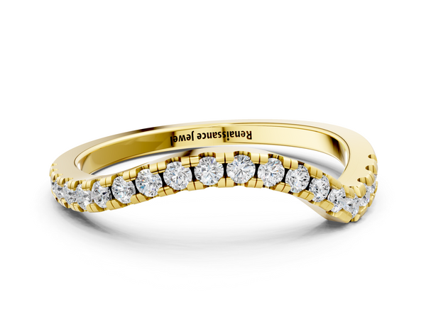 Yellow gold Round Diamond Pavé Twist Band with U-Prong Setting