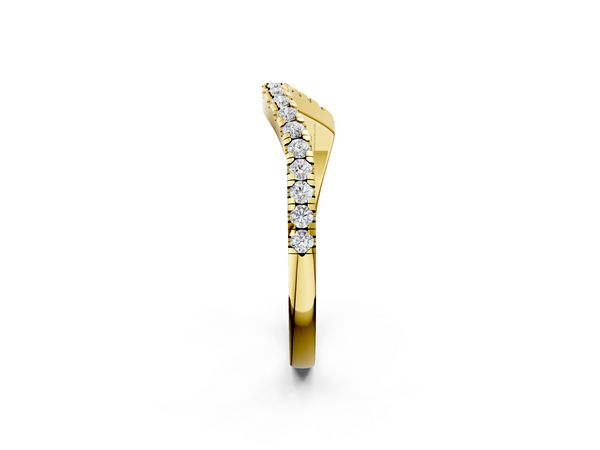 Yellow gold Round Diamond Pavé Twist Band with U-Prong Setting