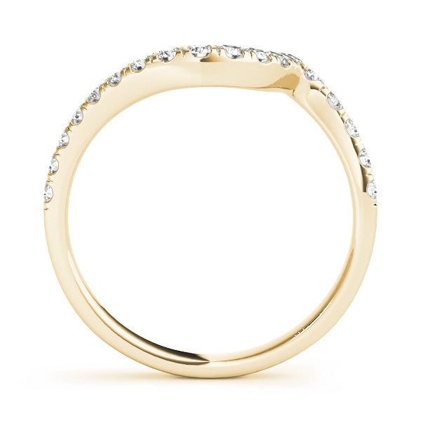 Yellow gold Round Diamond Pavé V-Shaped Contour Band with Shared Prong Setting 1