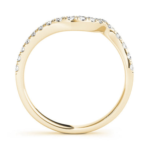 Yellow gold Round Diamond Pavé V-Shaped Contour Band with Shared Prong Setting 1