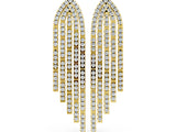 Yellow gold Round Diamond Pavé Waterfall Drop Earrings