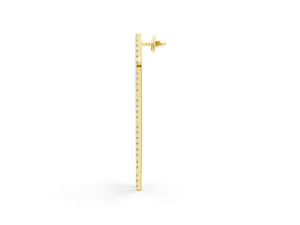 Yellow gold Round Diamond Pavé Waterfall Drop Earrings
