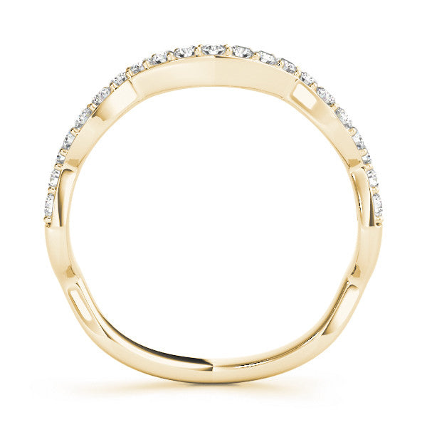 Yellow gold Round Diamond Pavé Zigzag Eternity Band 1