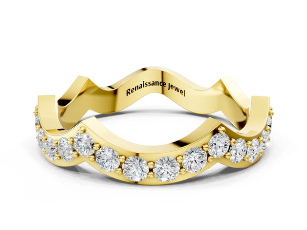 Yellow gold Round Diamond Pavé Zigzag Eternity Band