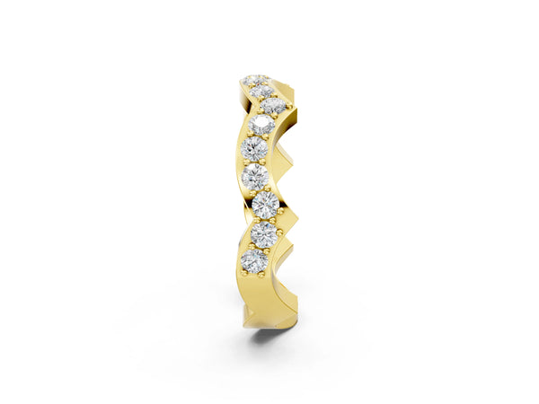 Yellow gold Round Diamond Pavé Zigzag Eternity Band