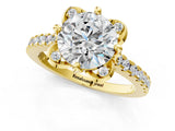 Yellow gold Round Diamond Pave Band with Floral Prong Setting_37