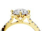 Yellow gold Round Diamond Pave Band with Floral Prong Setting_40