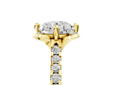 Yellow gold Round Diamond Pave Band with Floral Prong Setting_41
