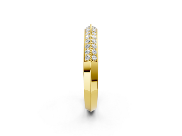 Yellow gold Round Diamond Pave Eternity Band with Milgrain Edging