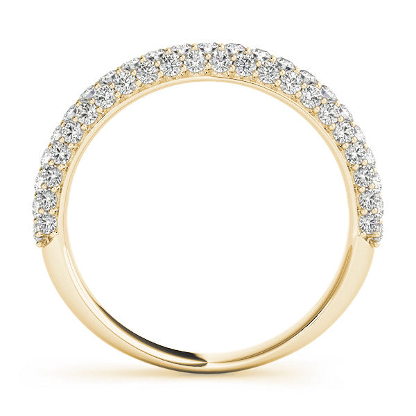 Yellow gold Round Diamond Pave Eternity Band with Shared Prong Setting