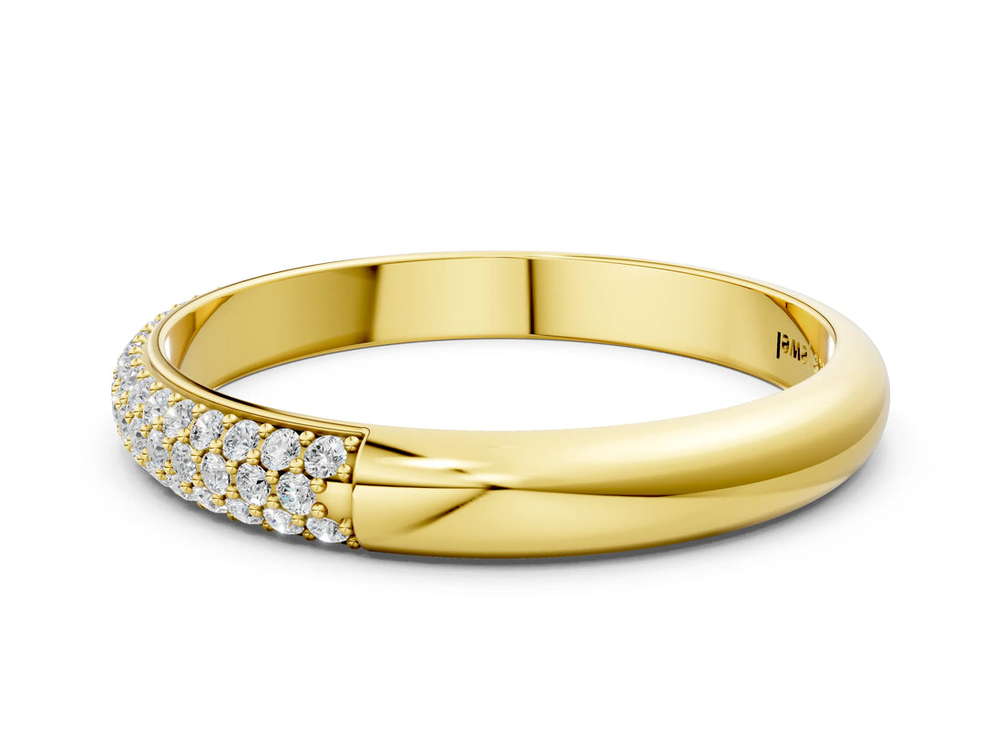 Yellow gold Round Diamond Pave Eternity Band with Shared Prong Setting_2