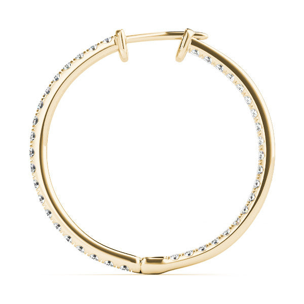 Yellow gold Round Diamond Pave Hoop Earrings with Channel Setting 2