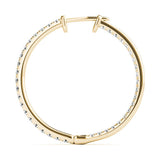10K Yellow Gold 3.58 Carat E VS Round Diamond Pave Hoop Earrings with Channel Setting