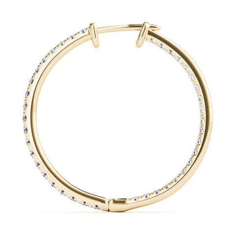 Yellow gold Round Diamond Pave Hoop Earrings with Channel Setting 2