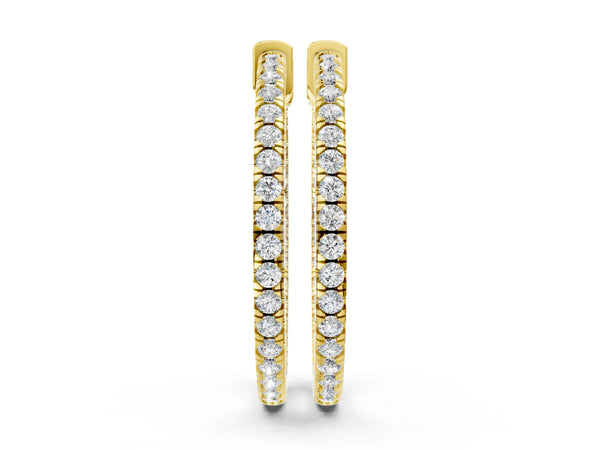 Yellow Gold Round Laboratory-Grown Diamond Pave Inside-Out Hoop Earrings with Prong Setting