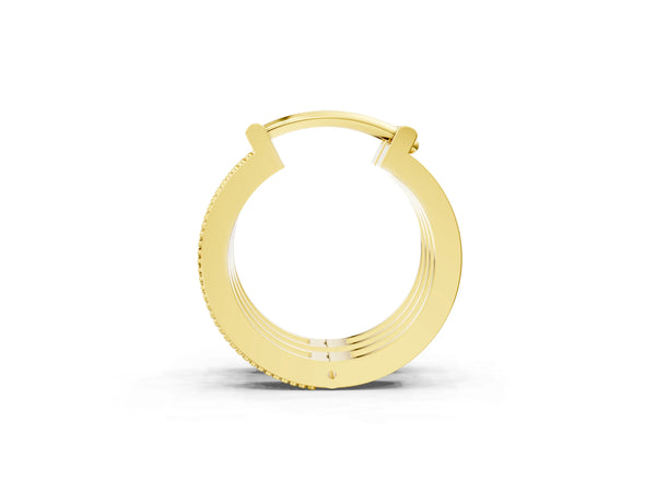 Yellow Gold Round Laboratory-Grown Diamond Vintage Pave Hoop Earrings with Milgrain Edge