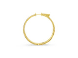 Yellow gold Round Diamond Pave Hoop Earrings with Prong Setting_8