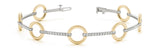 Yellow gold Round Diamond Pave Link Bracelet with Rope Band and Four-Prong Setting