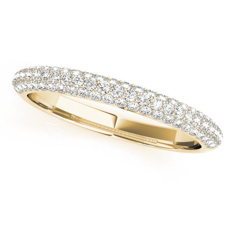 Yellow gold Round Diamond Pave Set Eternity Band with Shared Prong Setting