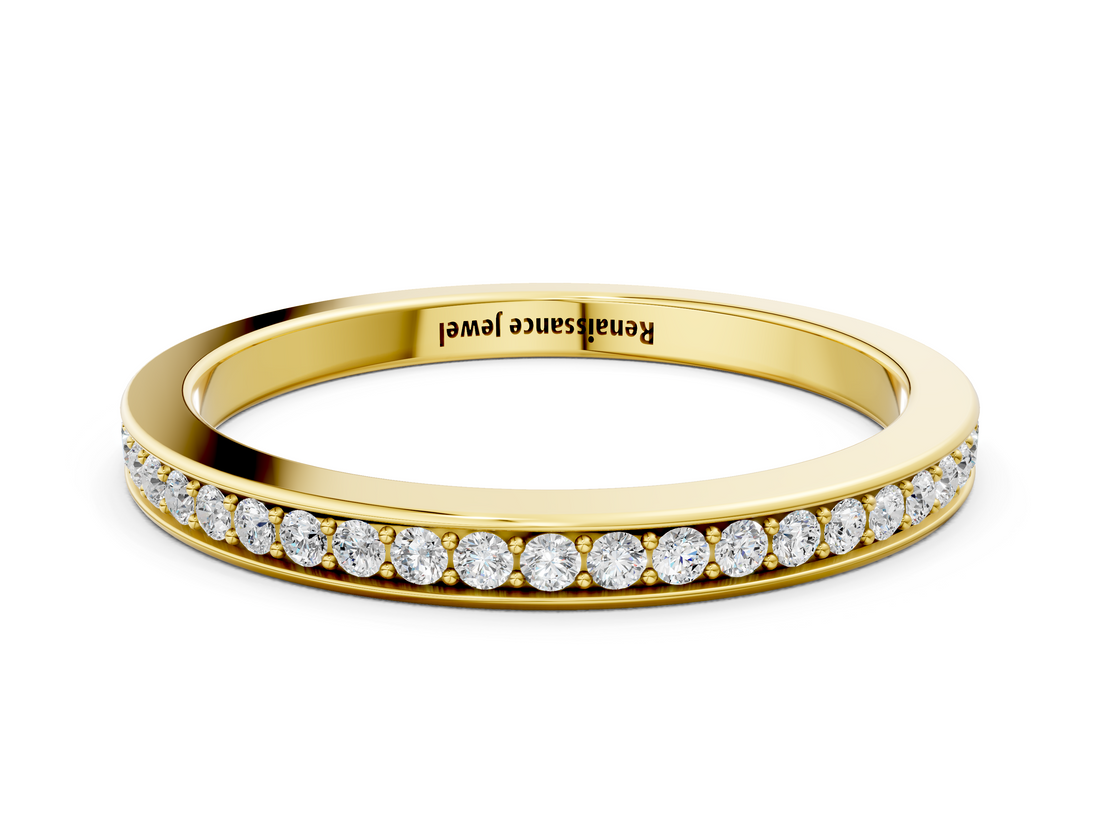 Yellow gold Round Diamond Pave Set Eternity Band_18